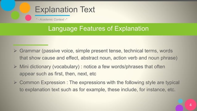 Explanation text : English for Academic Context | PPTX