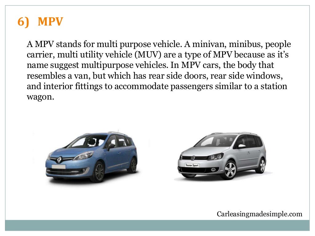 Explanation about different car body styles