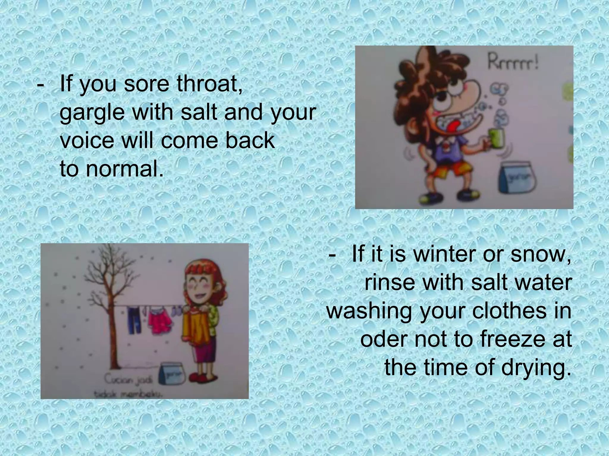 3. Glass   5. Some kinds of cloth,                                    paper, and fertilizer4. Books