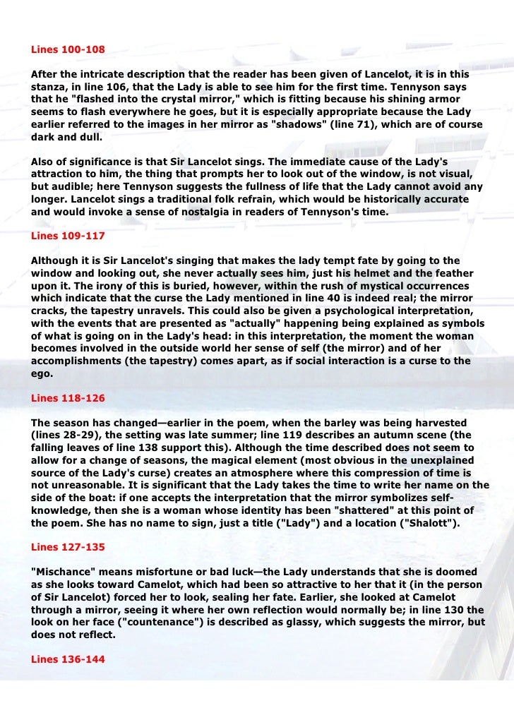 Explanation The Lady Of Shalott