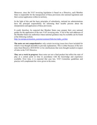 Vat Notes.pdf Explanatory notes VAT invoicing rules | PDF