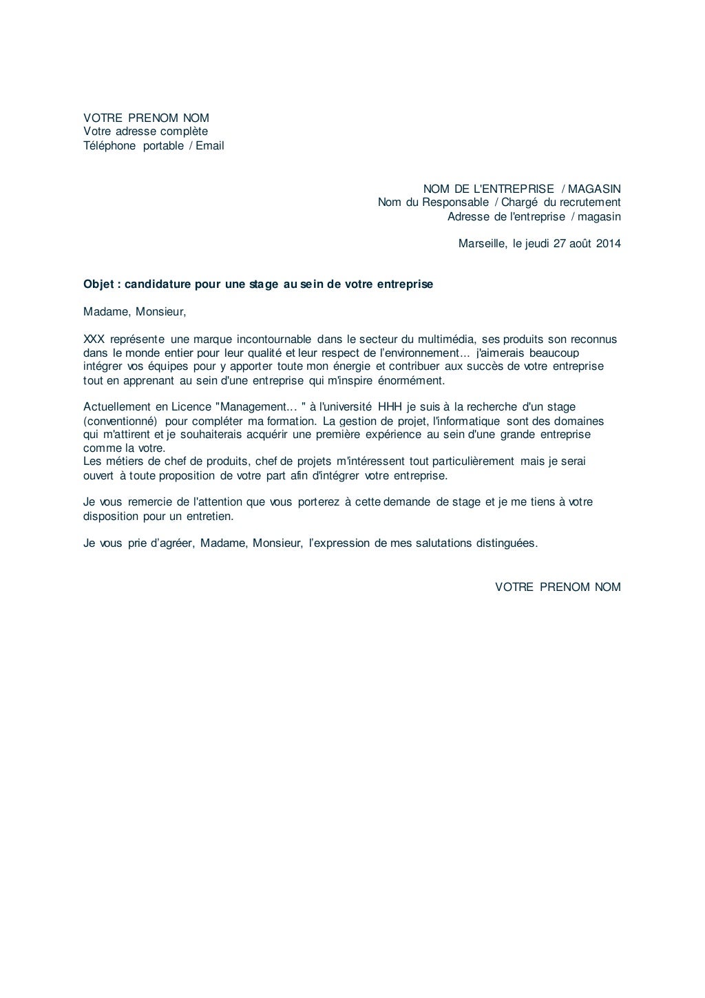 site pour lettre de motivation