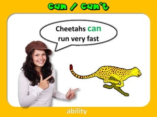 Cheetahs can
run very fast
ability
 