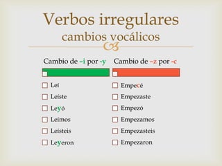 Verbos irregularescambios vocálicos