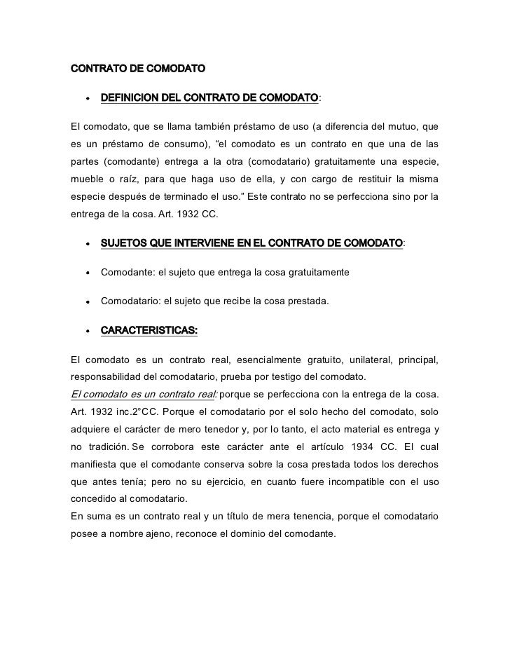 contrato prestamo comodato