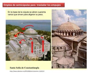 Empleo de semicúpulas para trasladar los empujes
https://www.slideshare.net/RFA2009/arte-bizantino-11424519
 