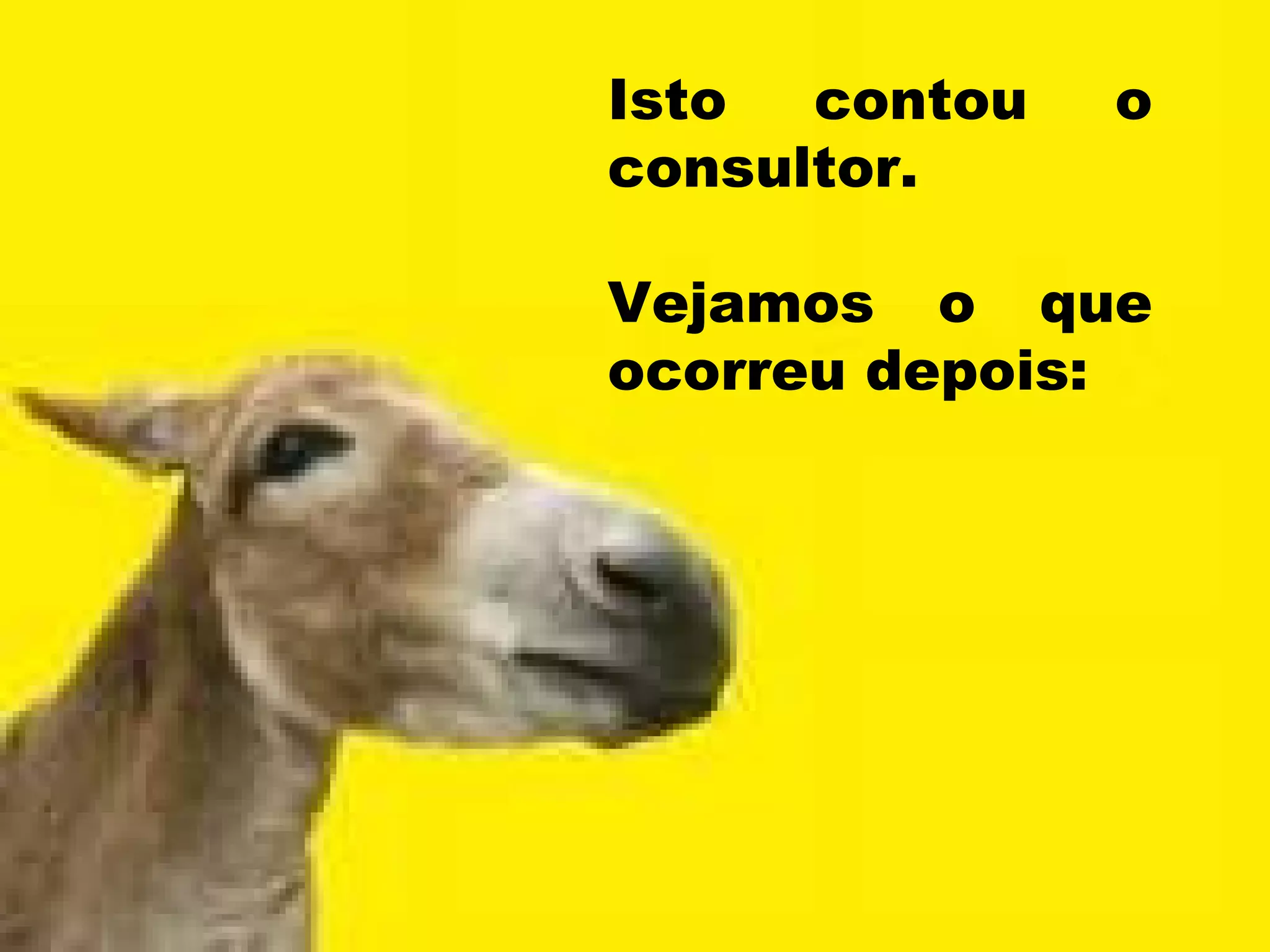 Isto contou o consultor. Vejamos o que ocorreu depois: 