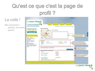 Qu'est ce que c'est la page de
                   profil ?
La voilà !
Elle comprends 4
    sections, énumérés à
    gauche
 