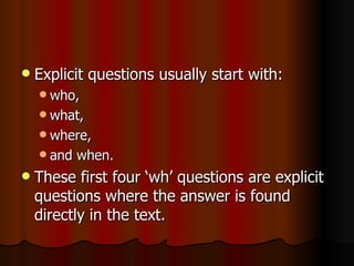 Explicit implicit questions | PPT