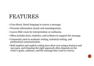 Understanding Implicit vs. Explicit Writing: Features and Examples | PDF