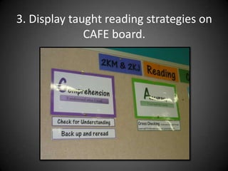 3. Display taught reading strategies on CAFE board.