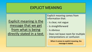 Explicit versus implicit meaning PPT