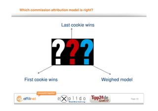 Which commission attribution model is right?



                        Last cookie wins




  First cookie wins                            Weighed model



                                                           Page 23
 