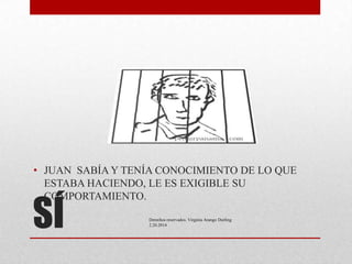 • JUAN SABÍA Y TENÍA CONOCIMIENTO DE LO QUE
ESTABA HACIENDO, LE ES EXIGIBLE SU
COMPORTAMIENTO.

SÍ

Derechos reservados. Virginia Arango Durling
2.20.2014

 