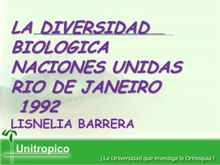 LA DIVERSIDAD
BIOLOGICA
NACIONES UNIDAS
RIO DE JANEIRO
 1992
LISNELIA BARRERA
 
