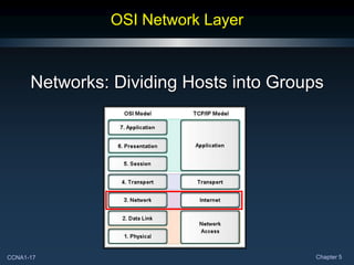 CCNA1-17 Chapter 5
OSI Network Layer
Networks: Dividing Hosts into Groups
 