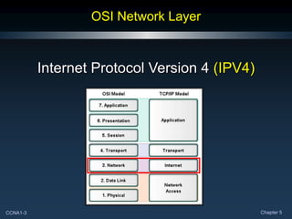 CCNA1-3 Chapter 5
OSI Network Layer
Internet Protocol Version 4 (IPV4)
 