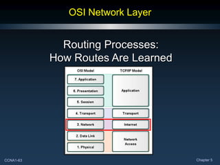 CCNA1-63 Chapter 5
OSI Network Layer
Routing Processes:
How Routes Are Learned
 