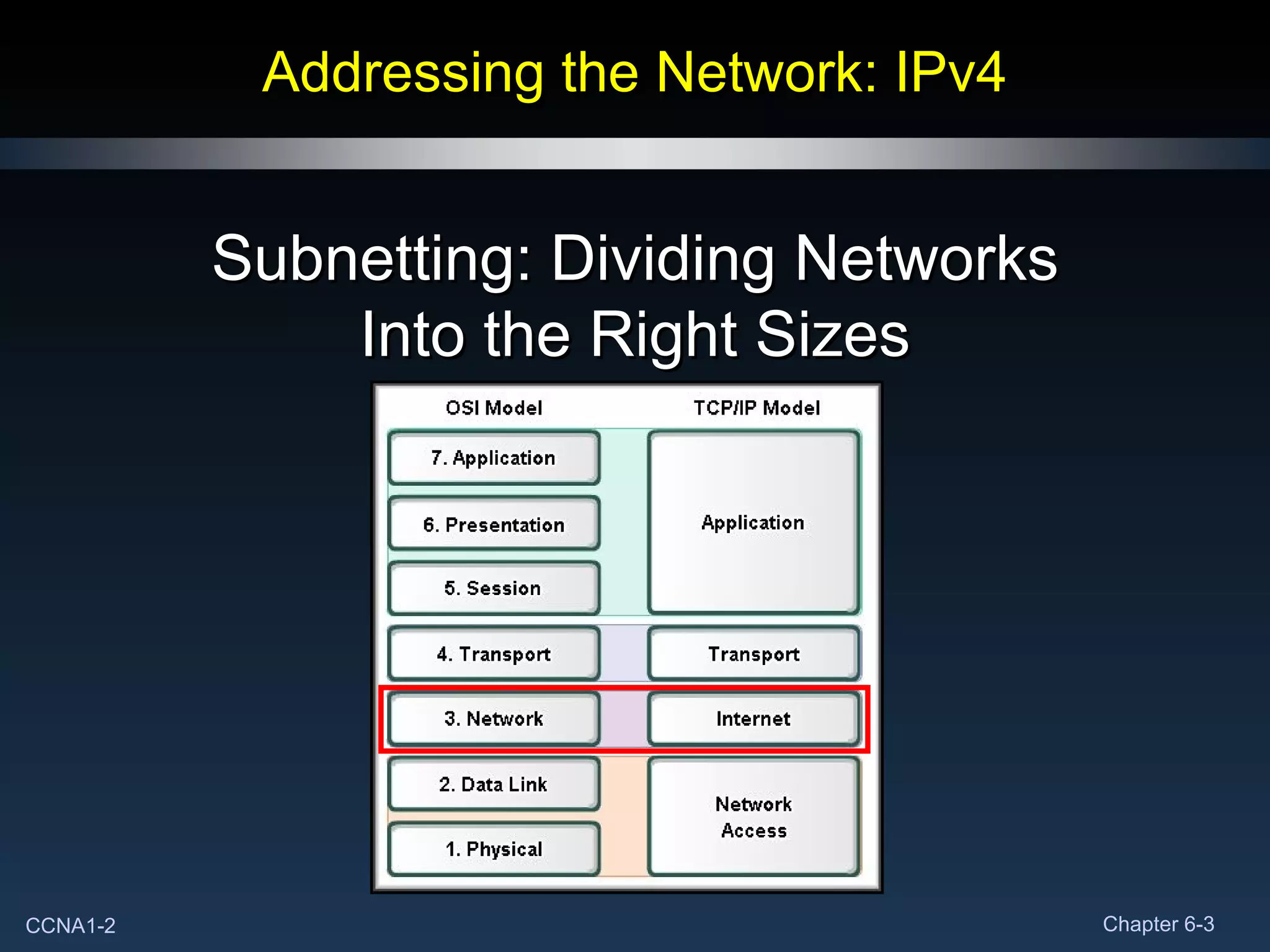 Addressing the Network: IPv4 Subnetting: Dividing Networks Into the Right Sizes 