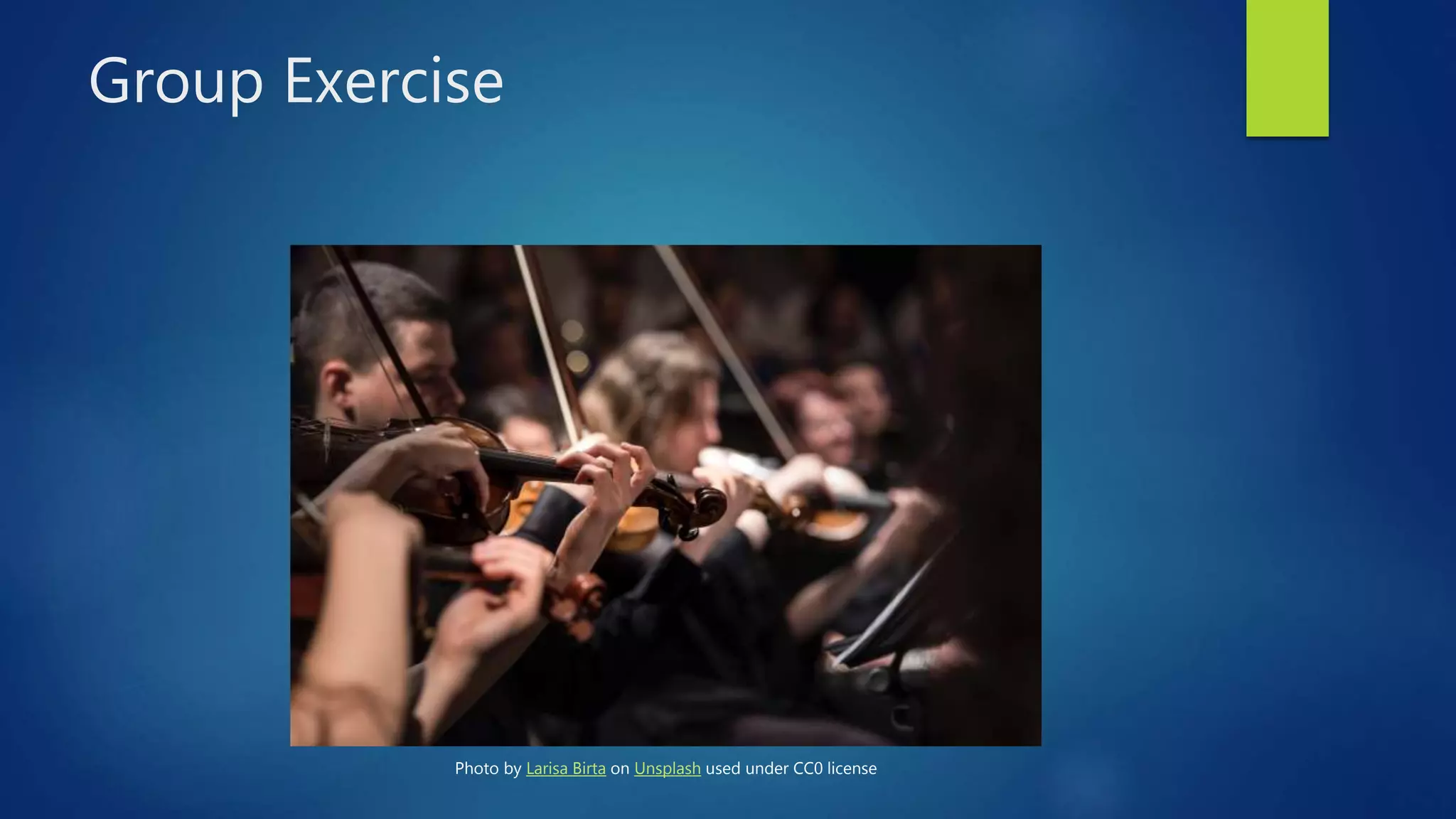 Group Exercise
Photo by Larisa Birta on Unsplash used under CC0 license
 