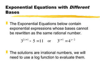 powerpoint presentation for exponential and logarithmic equations | PPT