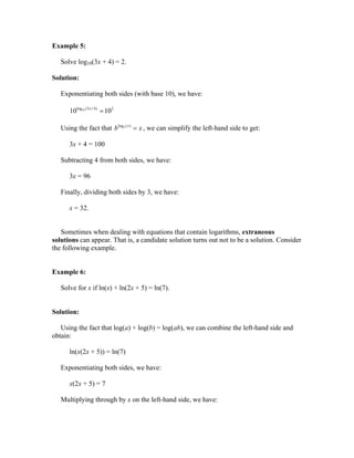 Exp log equations | PDF