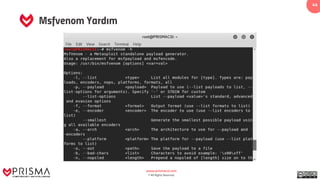 www.prismacsi.com
© All Rights Reserved.
44
Msfvenom Yardım
 