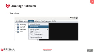 www.prismacsi.com
© All Rights Reserved.
49
Armitage Kullanımı
• Host ekleme
 