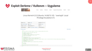 www.prismacsi.com
© All Rights Reserved.
7
Exploit Derleme / Kullanım – Uygulama
 