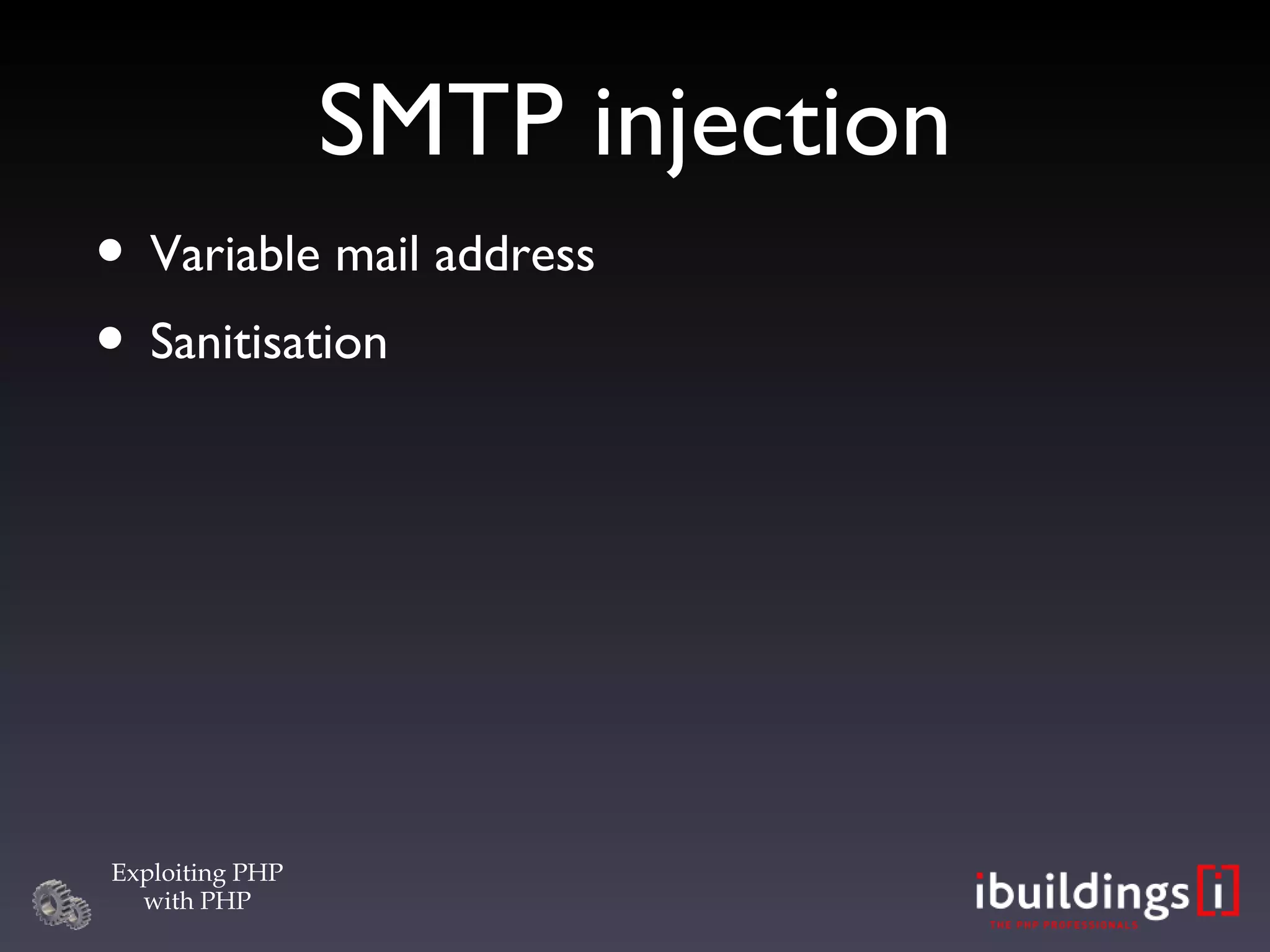 SMTP injection Variable mail address Sanitisation 