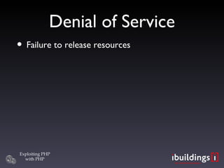 Denial of Service Failure to release resources 
