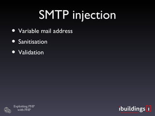 SMTP injection Variable mail address Sanitisation Validation 