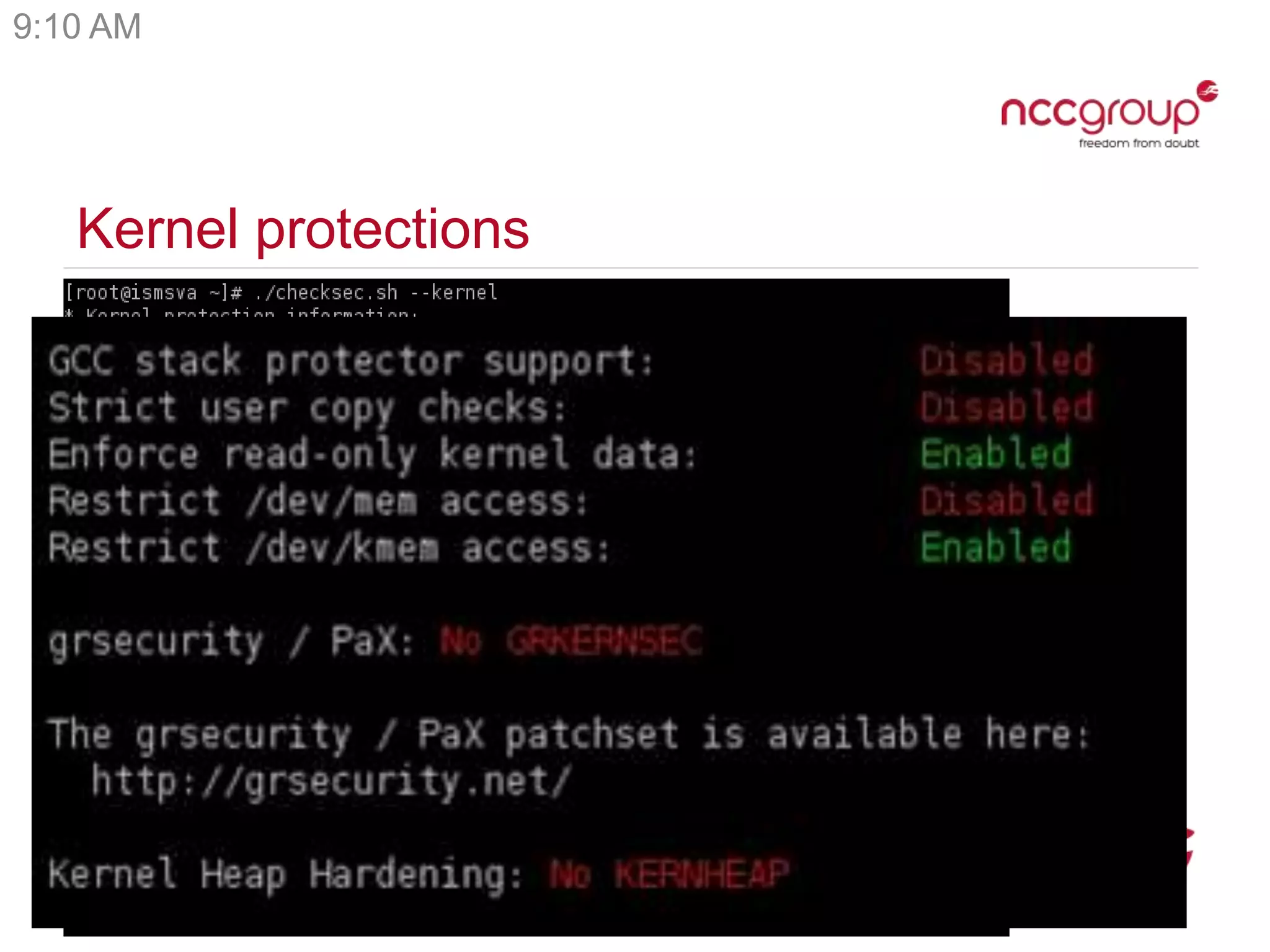 Kernel protections
9:10 AM
9:10 AM