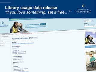Library usage data release “if you love something, set it free…” 