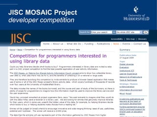 JISC MOSAIC Project developer competition 