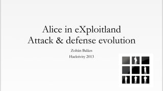 Alice in eXploitland
Attack & defense evolution
Zoltán Balázs
Hacktivity 2013

 