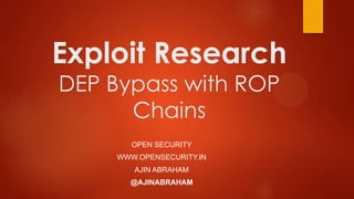 Exploit Research and Development Megaprimer: DEP Bypassing with ROP ...