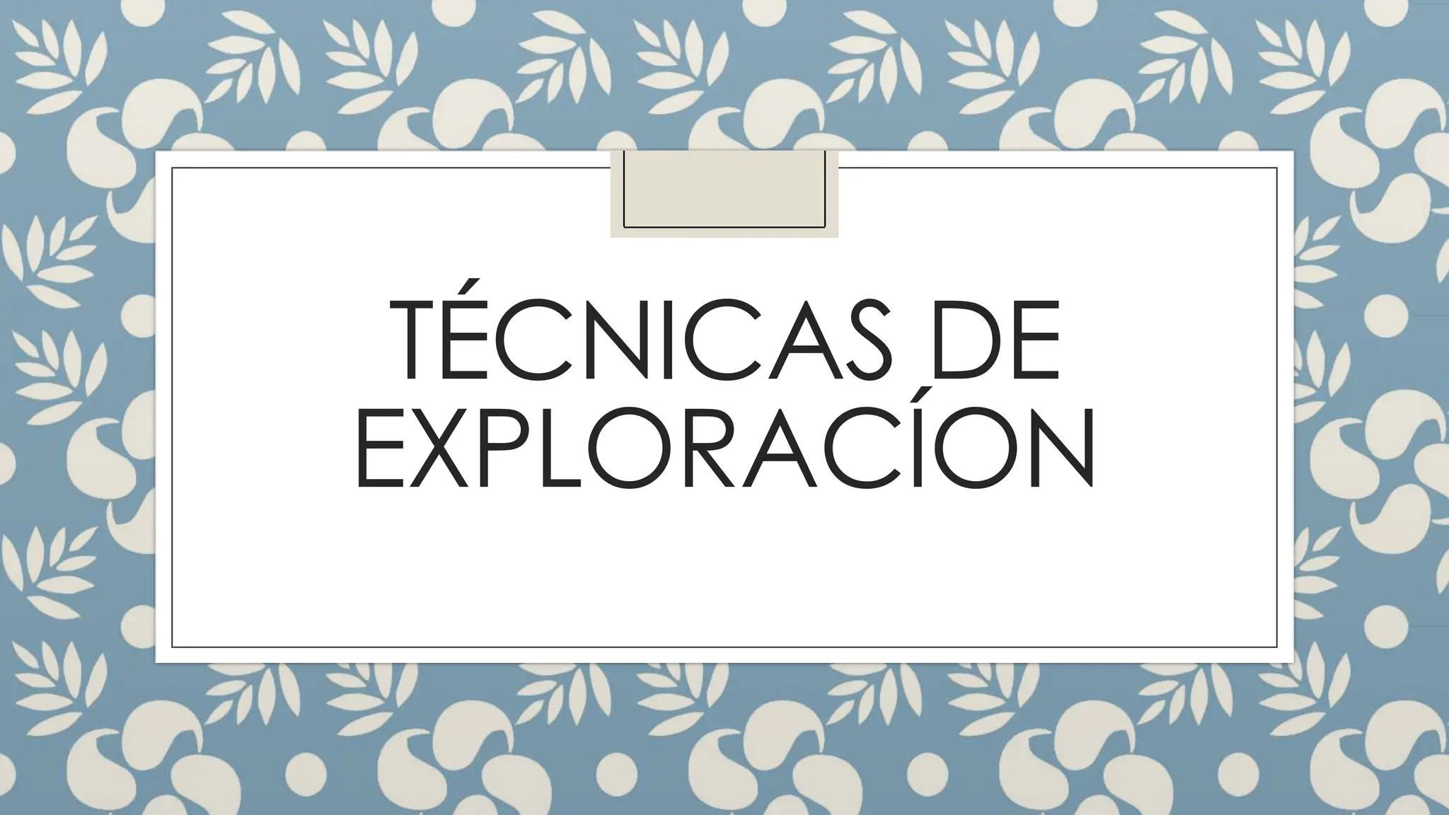TÉCNICAS DE
EXPLORACÍON
 