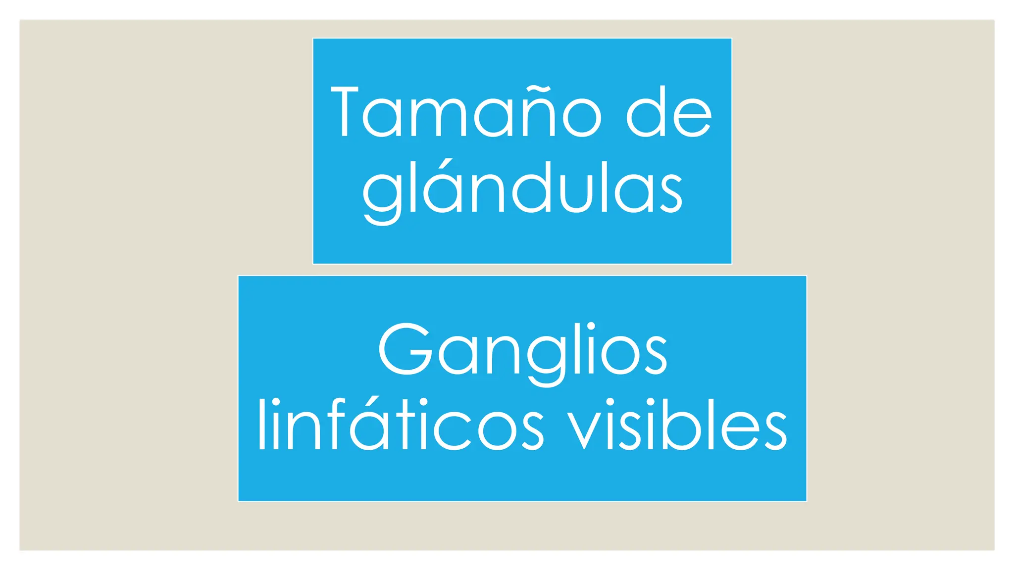 Tamaño de
glándulas
Ganglios
linfáticos visibles
 