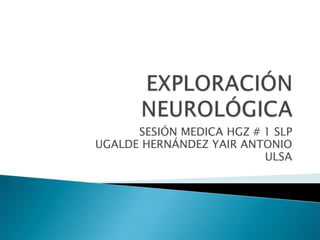 EXPLORACIÓN NEUROLÓGICA SESIÓN MEDICA HGZ # 1 SLP UGALDE HERNÁNDEZ YAIR ANTONIO ULSA 