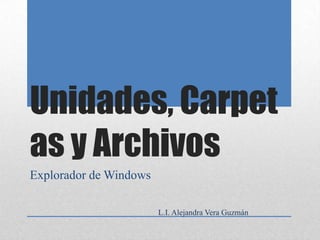 Unidades, Carpetas y Archivos Explorador de Windows L.I. Alejandra Vera Guzmán 