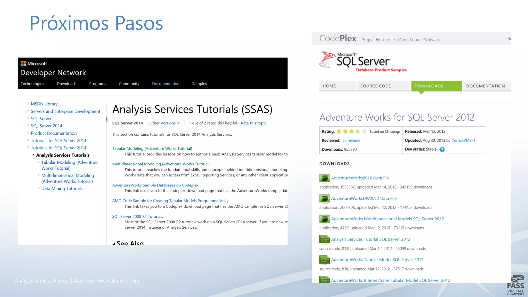Próximos Pasos
Analysis Services Flavors | Alan Koo | www.alankoo.com
 