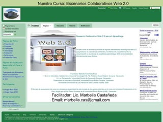 21/04/10 Nuestro Curso: Escenarios Colaborativos Web 2.0 Facilitador: Lic. Marbella Castañeda Email: marbella.cas@gmail.com 