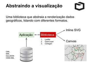 Canvas 
Uma região retangular da tela, que pode ser manipulada 
por uma API JavaScript. 
HTML 
<canvas id="c" width="500" height="375"></canvas> 
var b_canvas = document. 
getElementById("c"); 
var context = b_canvas.getContext 
("2d"); 
context.fillRect(50, 25, 150, 100); 
Canvas 
JavaScript 
Cores Estilos Sombras Caminhos Texto 
Desenho de 
Estilos de Manipulação 
Composição 
imagens 
linha 
de pixels 
Retângulos 
Transformações 
 