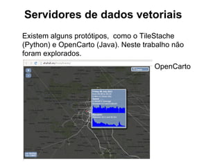 Servidores de dados vetoriais 
Vector tiling 
Multiescala e 
generalização 
Fonte: GAFFURI (2012) 
 