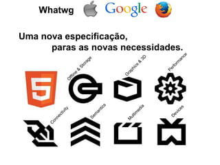 Mudança de paradigma 
A Web não é apenas um meio de transmissão de 
informações. Aplicações ricas na internet. 
 