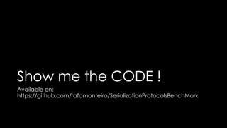 Serialization
1 mensagem
Native Java
2,923 ns
JSON
425 ns
GPB
109 ns
FlatBuffers
315 ns
1 10 100 1,000 10,000
± 32,27
± 13,42
± 1,04
± 12,49
 