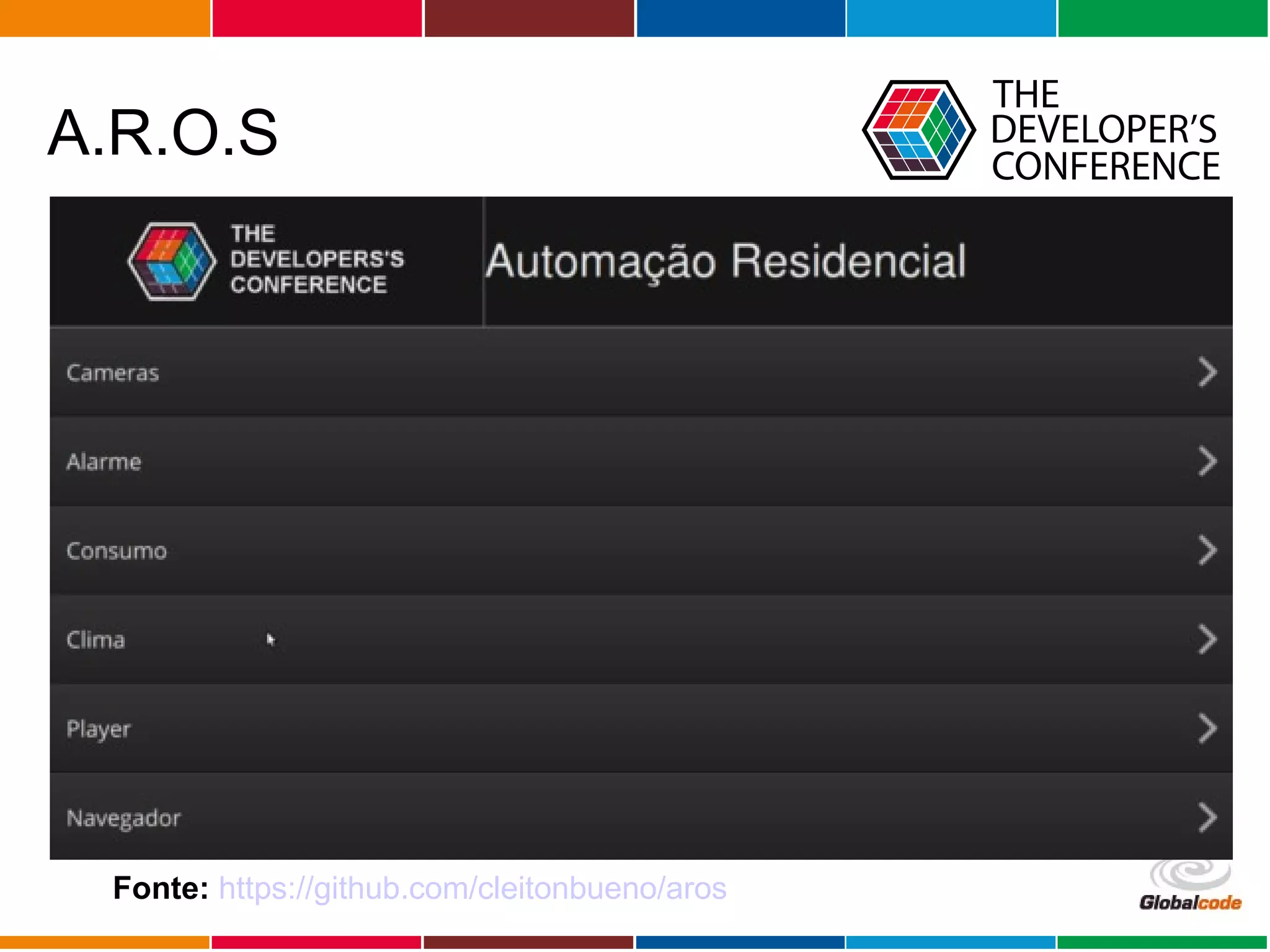 Globalcode – Open4education
A.R.O.S
Fonte: https://github.com/cleitonbueno/aros
 