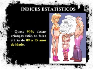 ÍNDICES ESTATÍSTICOS



- Quase 90% dessas
crianças estão na faixa
etária de 09 a 15 anos
de idade.
 