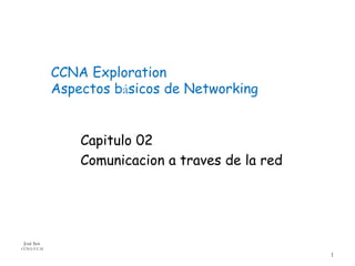 Capitulo 02
Comunicacion a traves de la red
1
José Sen
CCNA/CCAI
CCNA Exploration
Aspectos básicos de Networking
 